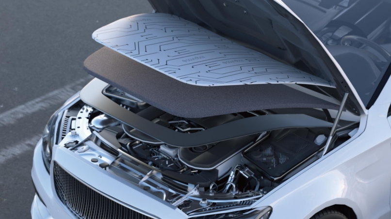 Car hood soundproofing solution