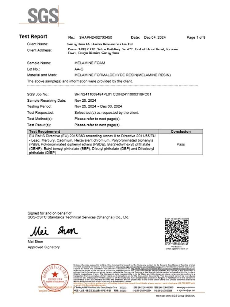 GCI sound deadening mat certificates 7